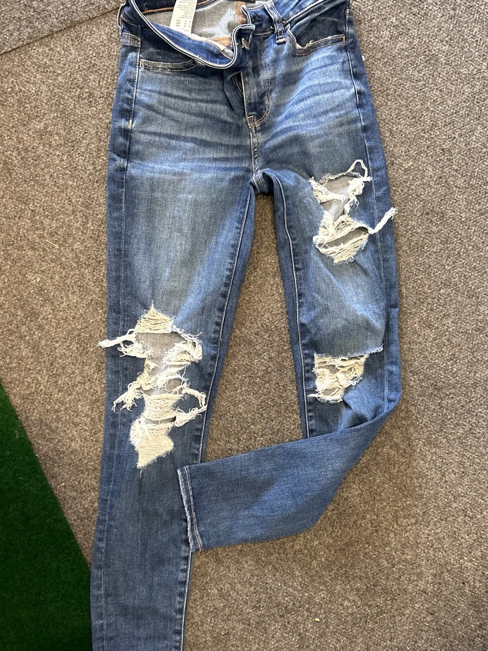 American Eagle Outfitters Blue Ripped Skinny Jeans
